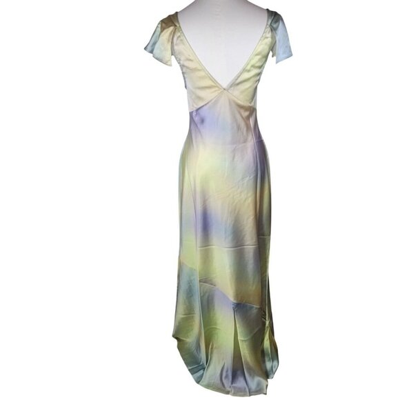 WeWoreWhat Lace Silk Charmeuse Watercolor Formal Midi Slip Dress Size 0 - Picture 4 of 4